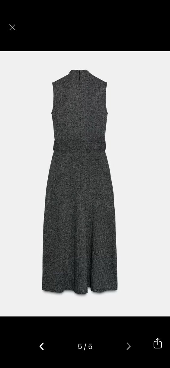 Gri Yüksek Yakalı Uzun Elbise - Görsel 5