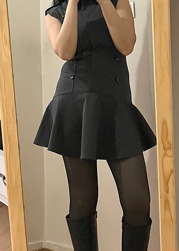 Gri Kolsuz Mini Elbise - Görsel 2