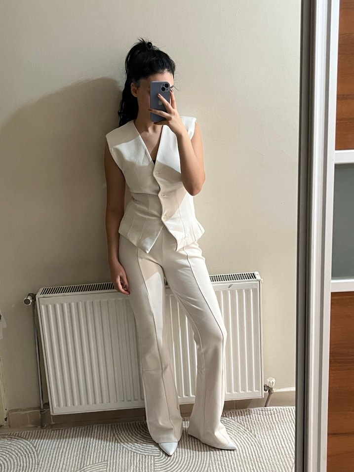 Beyaz Mini Pamuklu Kadın Takım - Görsel 4