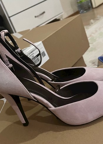 Zara Pembe Süet Topuklu Kemerli Stiletto - Görsel 2