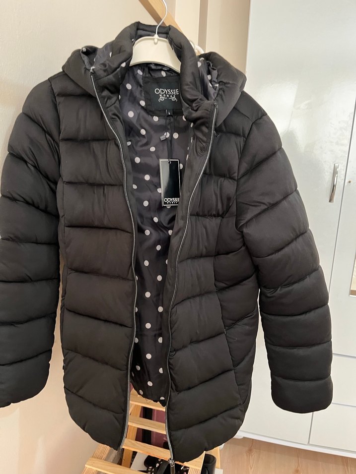 Siyah Puff Mont, Yüksek Yaka, Günlük - Görsel 3