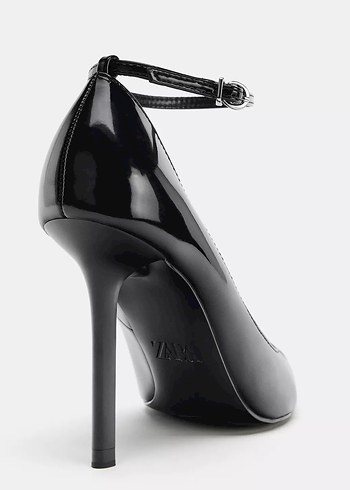 Zara Klasik Siyah Rugan Stiletto Topuklu Ayakkabı - Görsel 3