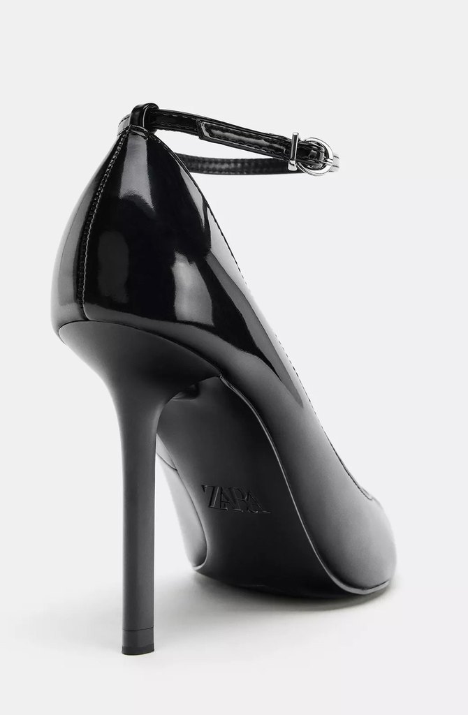 Zara Klasik Siyah Rugan Stiletto Topuklu Ayakkabı - Görsel 3