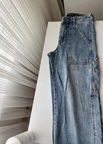 Stradivarius Gri Düğmeli stradivarıus Kadın Denim Pantolon