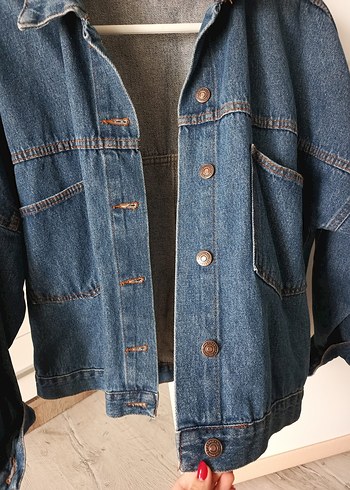 Diğer Düğmeli Mavi Oversize Denim Ceket