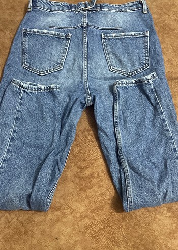 Düğmeli Mavi Kadın Denim Pantolon - Görsel 3