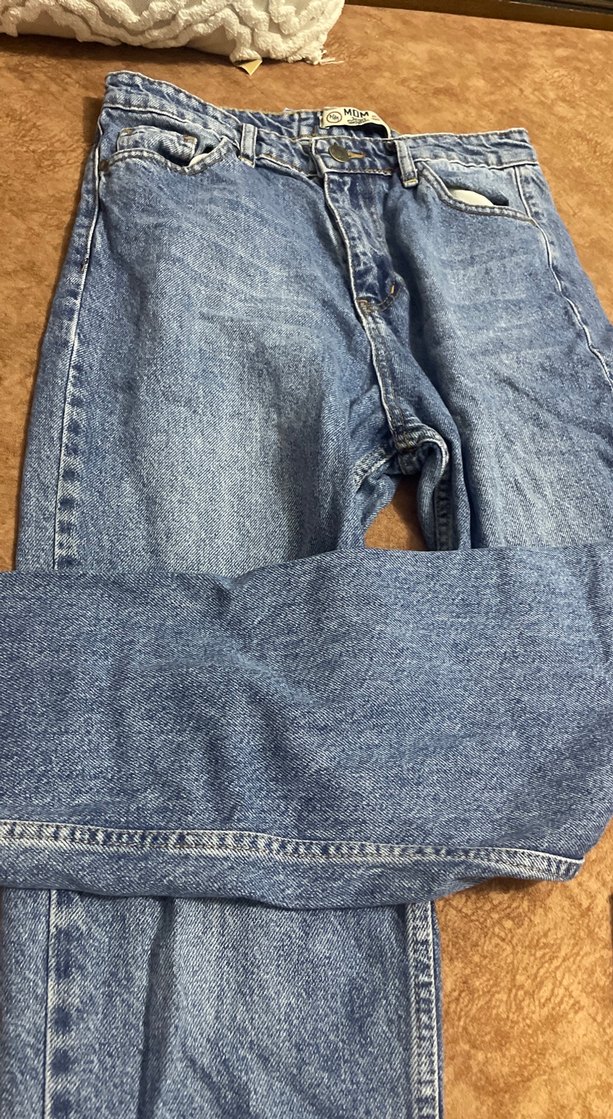 Düğmeli Mavi Kadın Denim Pantolon - Görsel 4