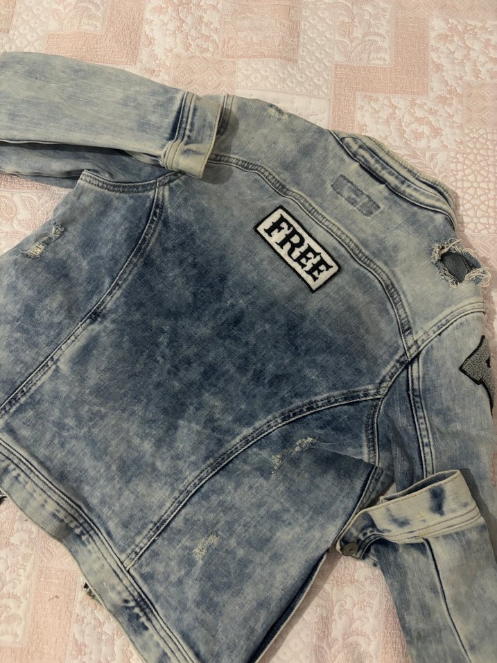 Kadın Mavi Denim Ceket, İnce Kesim, Tokalı - Görsel 2