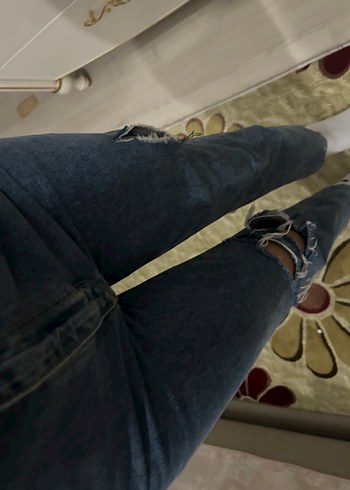 Gri Renk Kadın Bol Kesim Denim Pantolon