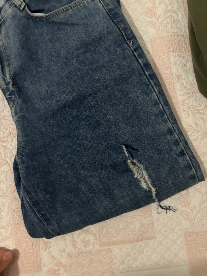 Gri Renk Kadın Bol Kesim Denim Pantolon - Görsel 4