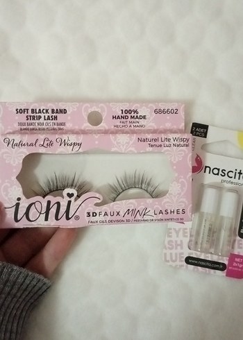 Pastel Pembe 3D Vizon Takma Kirpik ve Yapıştırıcı - Görsel 3