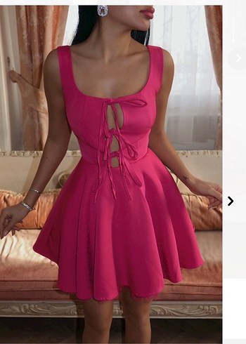 Dantelli Pembe Straplez Mini Elbise - Görsel 2