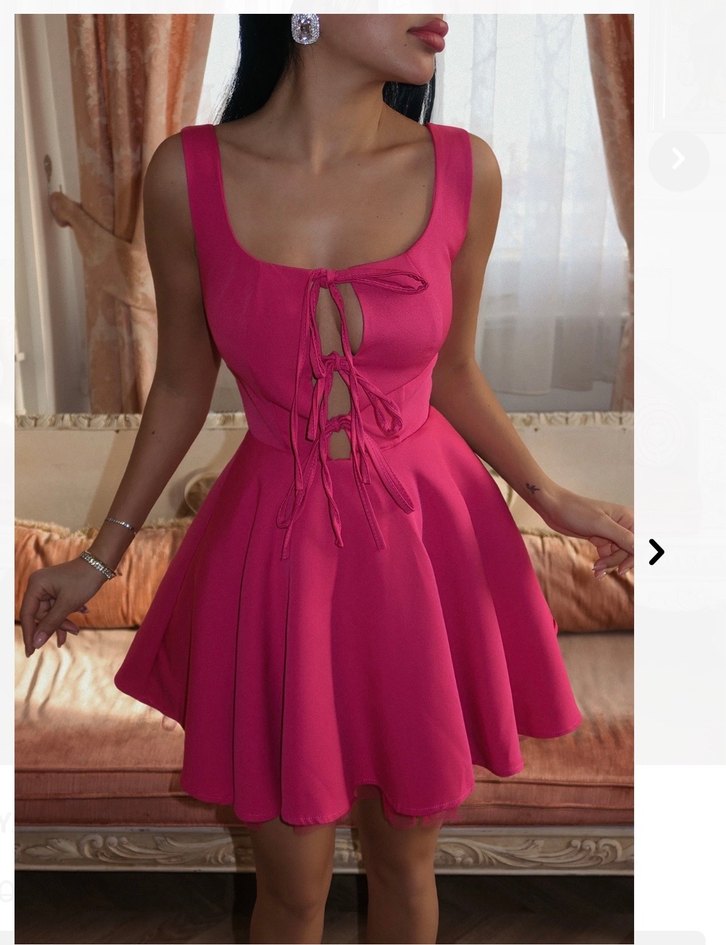 Dantelli Pembe Straplez Mini Elbise - Görsel 2