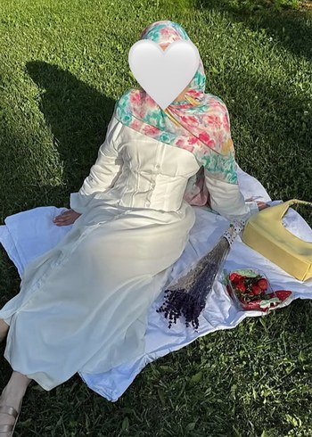 Diğer Çiçek Desenli Uzun Beyaz Bohem Elbise