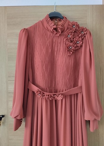 Diğer kiremit Vintage Uzun Abiye Elbise
