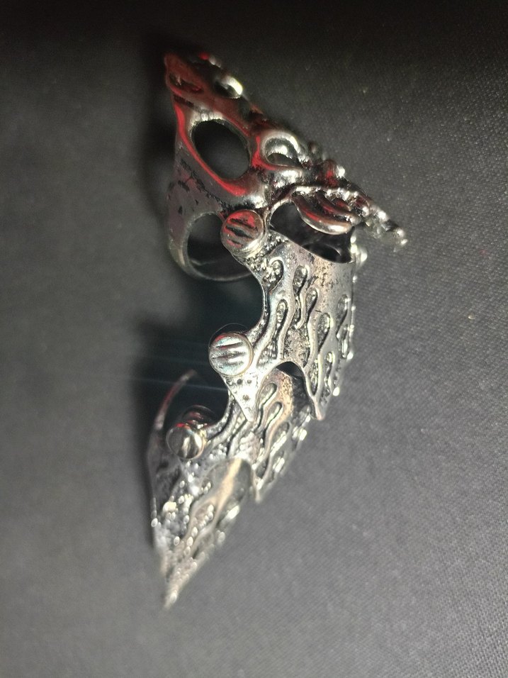 Gri Gotik Biker Erkek Yüzük - Görsel 3