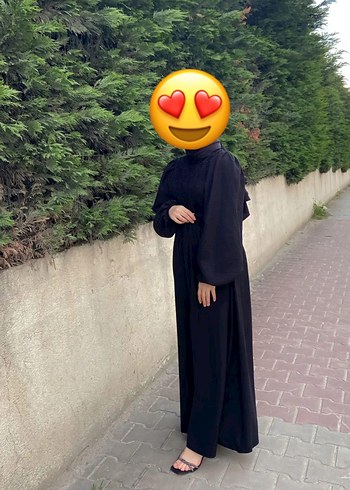 Diğer Yüksek Yakalı Siyah Uzun Kadın Elbise