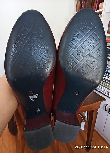36 Beden Kemal Tanca kalın topuklu rugan bordo ayakkabı