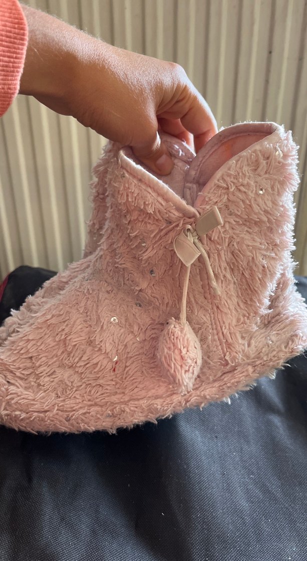 Kızlar için Pembe Peluş Ev Terliği - Görsel 2