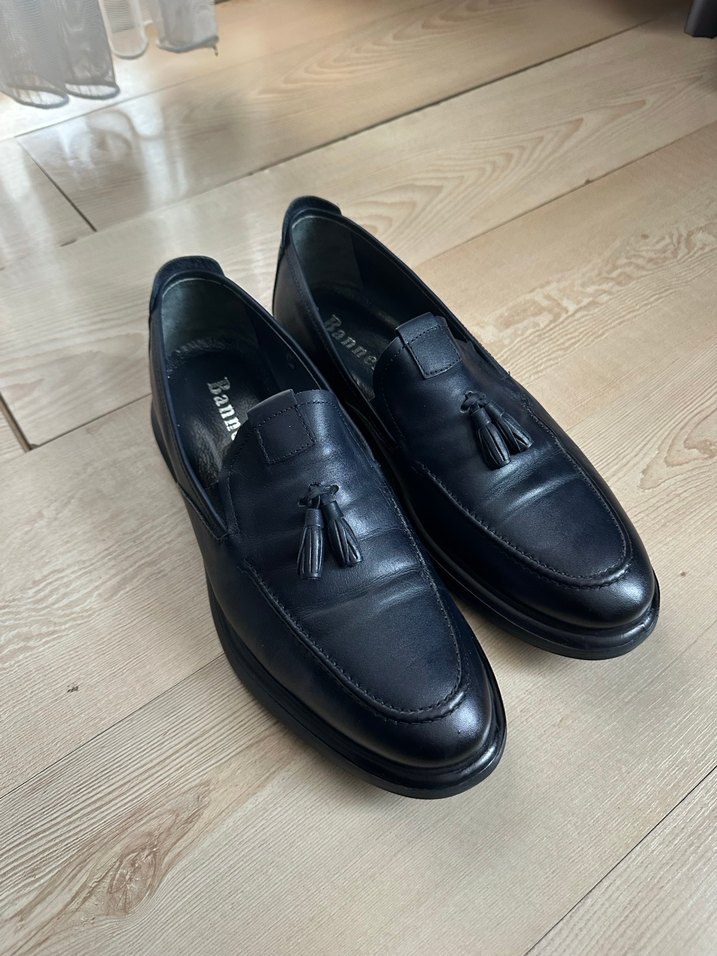 Lacivert hakiki deri loafer ayakkabı - Görsel 3