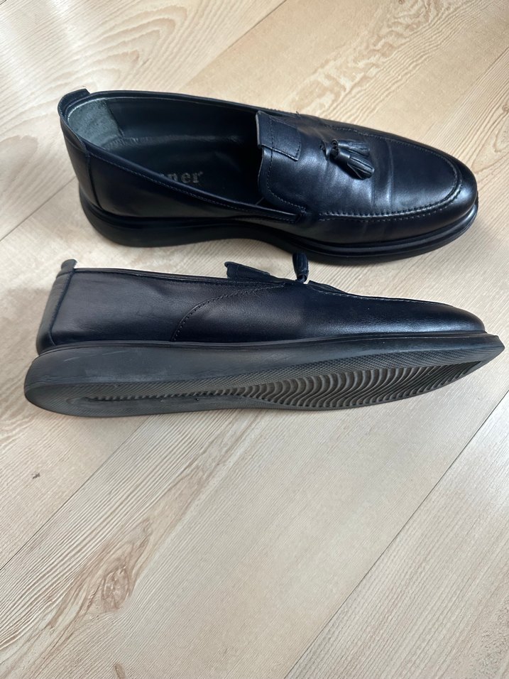 Lacivert hakiki deri loafer ayakkabı - Görsel 2