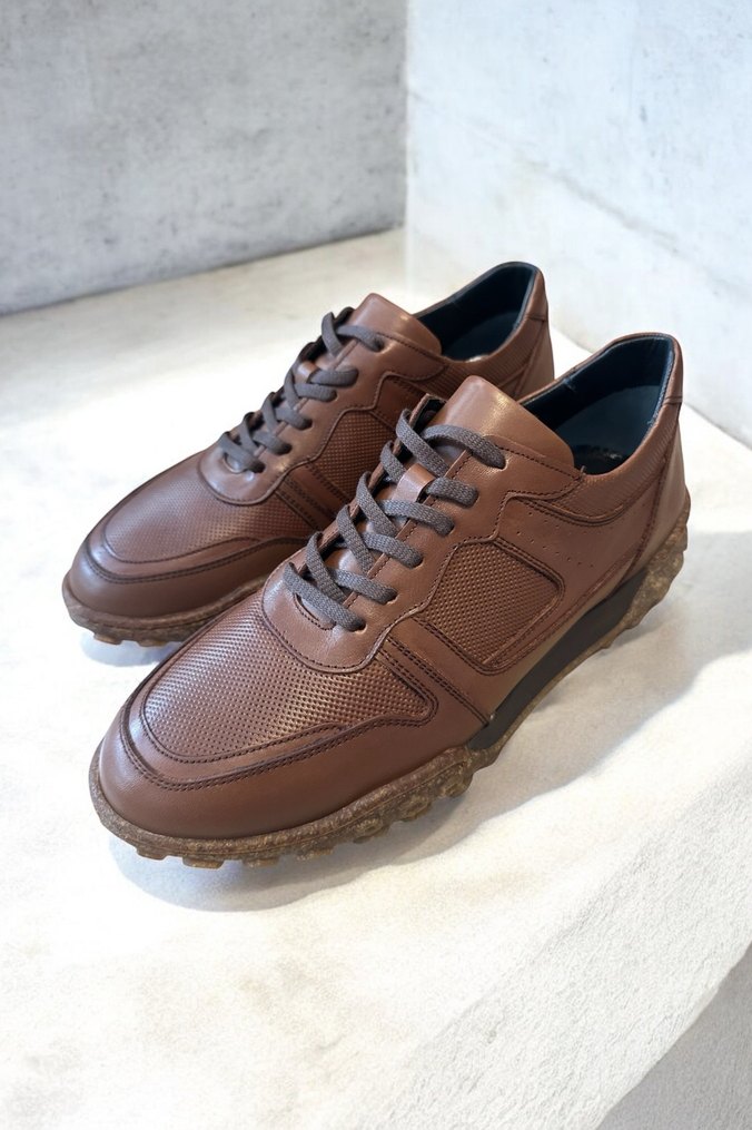 Kahverengi Deri Erkek Spor Ayakkabı - Görsel 2