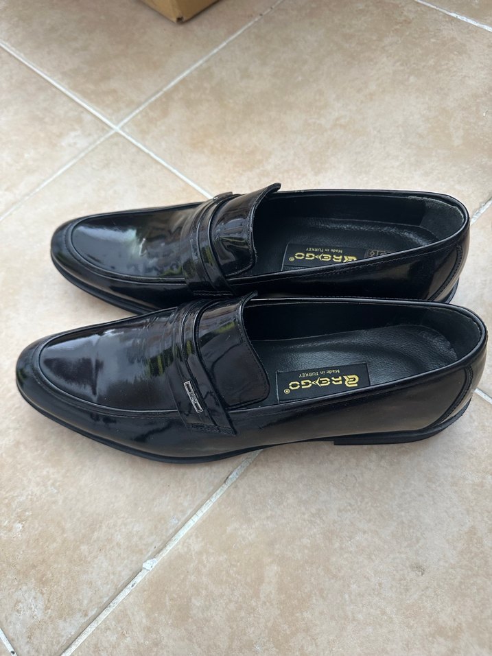 Hakiki rugan deri Siyah Erkek Klasik Ayakkabı Tokalı - Görsel 3