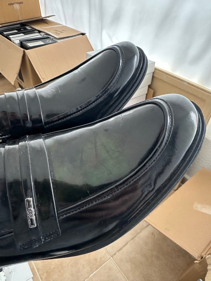 Hakiki rugan deri Siyah Erkek Klasik Ayakkabı Tokalı - Görsel 4