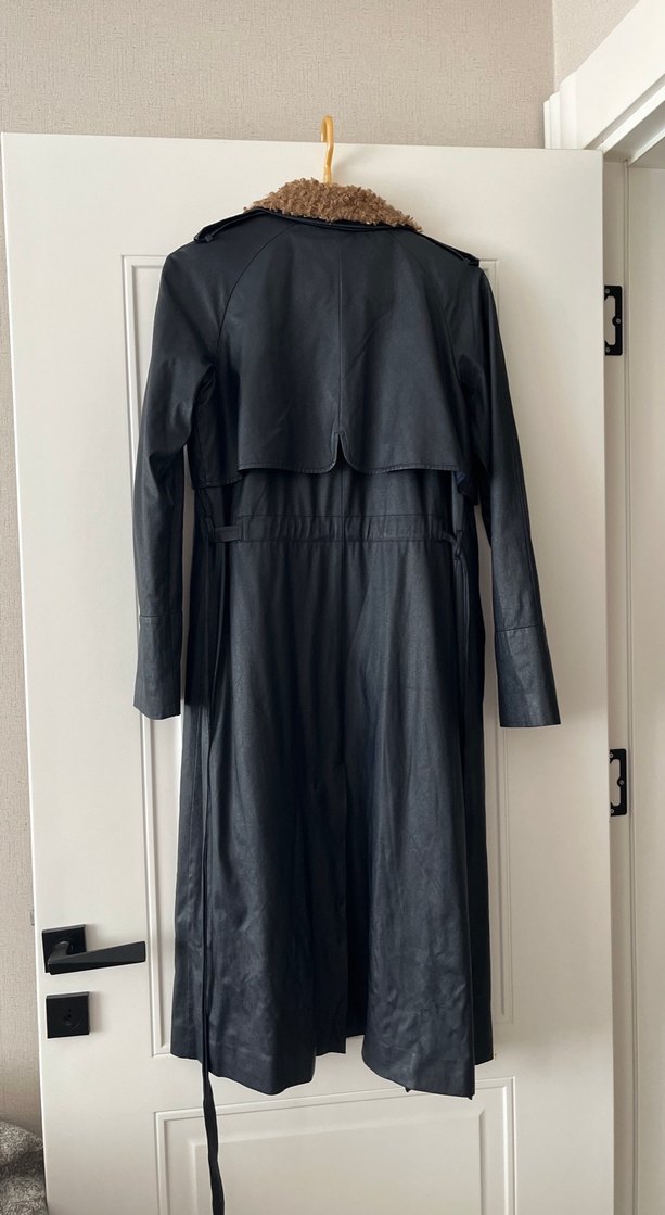 Deri Uzun Kemerli Trençkot - Görsel 4