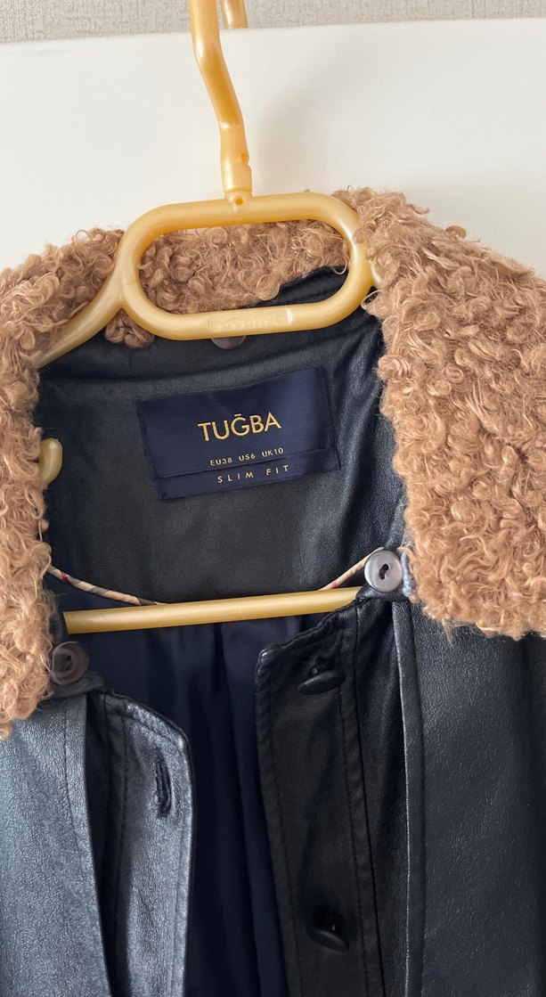 Deri Uzun Kemerli Trençkot - Görsel 3