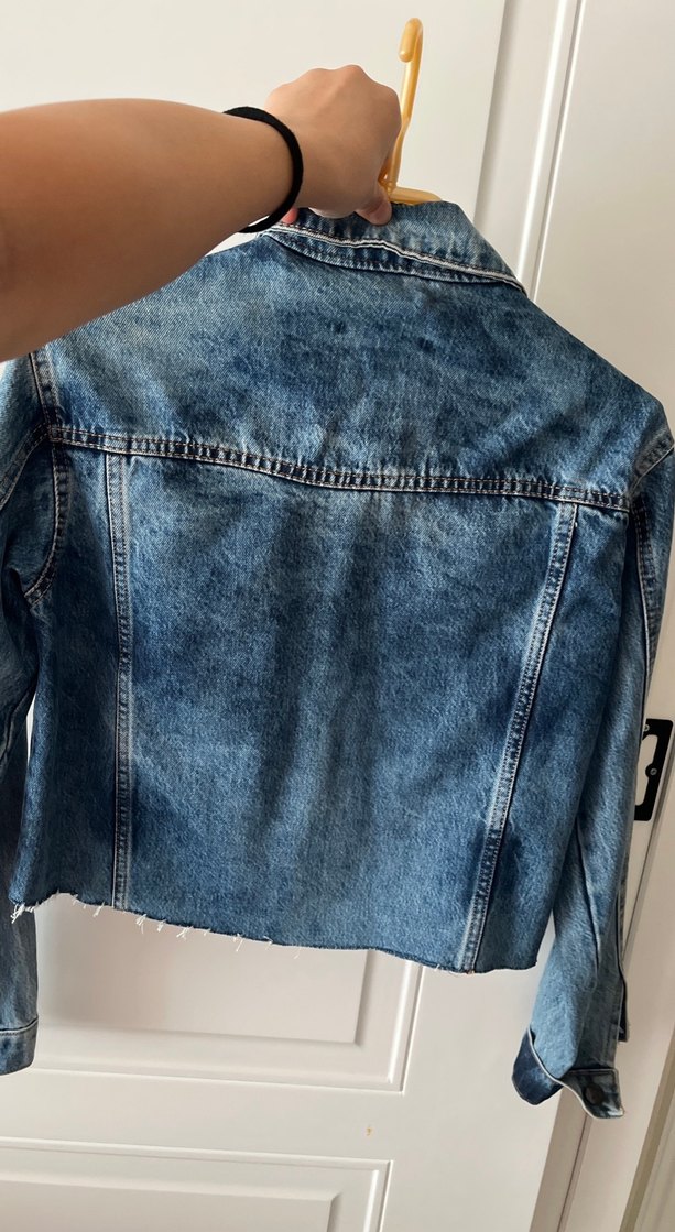 Düğmeli Mavi Kadın Denim Ceket - Görsel 3