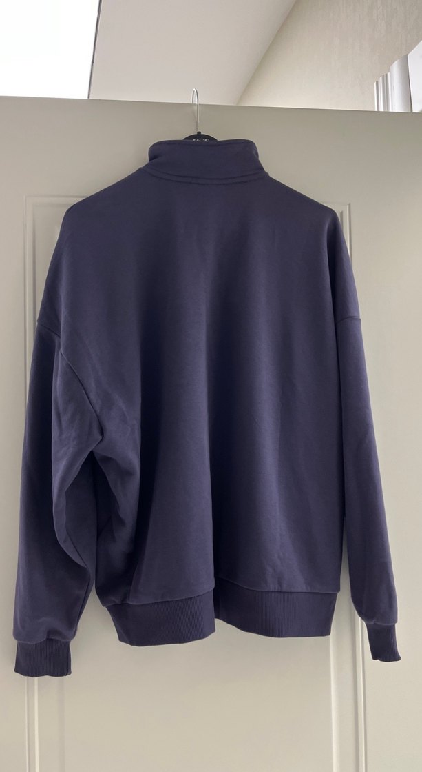 Yarım Fermuarlı Mavi Kadın Sweatshirt - Görsel 4