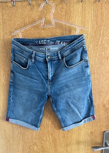Mavi Bağlamalı Erkek Kısa Denim Şort