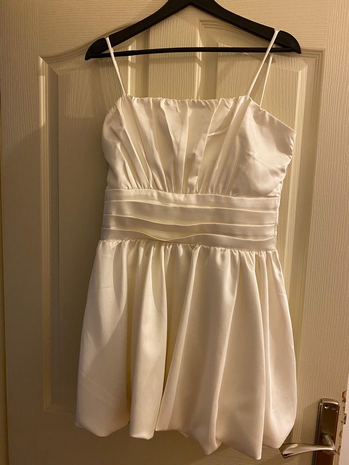 Beyaz Drapeli Mini Abiye Elbise - Görsel 2