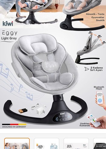 Gri Kiwi Eggy Bebek Taşıma Koltuğu