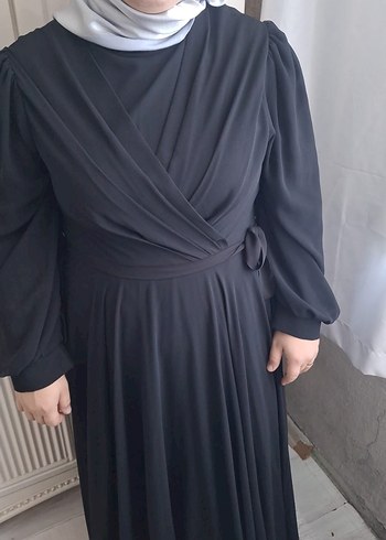 Abiye Siyah Uzun Kollu Uzun Elbise