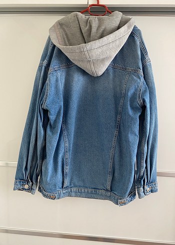 Mavi Mavi Gri Kapüşonlu Bol Kesim Kadın Denim Ceket