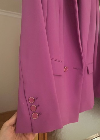 Mango Mor Düğmeli Kadın Blazer Ceket
