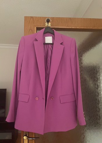 s Beden Mor Düğmeli Kadın Blazer Ceket