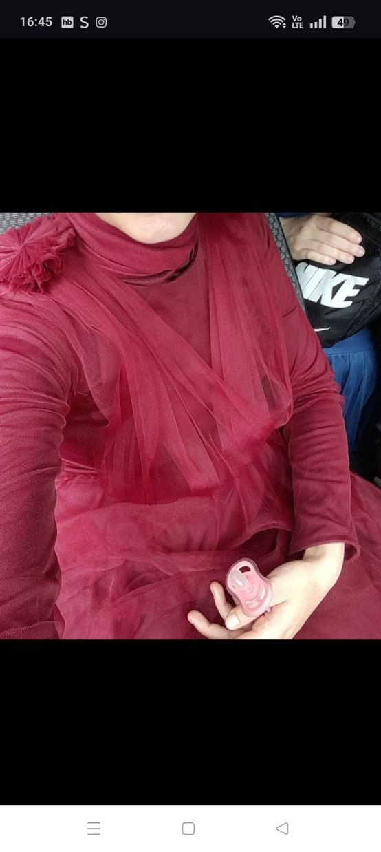 Bordo Uzun Kollu Drapeli Uzun Abiye - Görsel 2