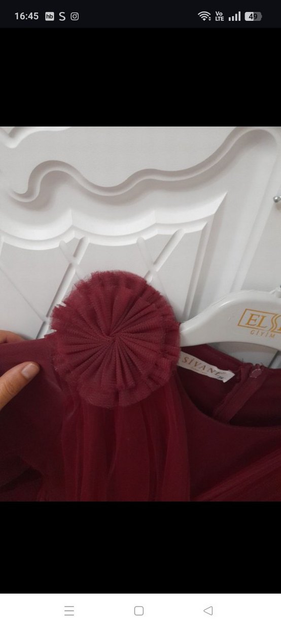 Bordo Uzun Kollu Drapeli Uzun Abiye - Görsel 4