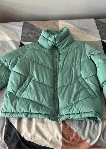 Yeşil Kışlık Kadın Mont, Yüksek Yakalı, Kürklü