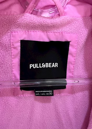 Pull and Bear Düğmeli Pembe Kadın Kışlık Mont