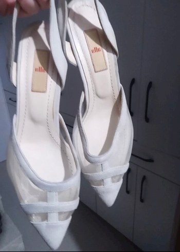 37 Beden Beyaz Süet Stiletto Kadın Abiye Ayakkabı