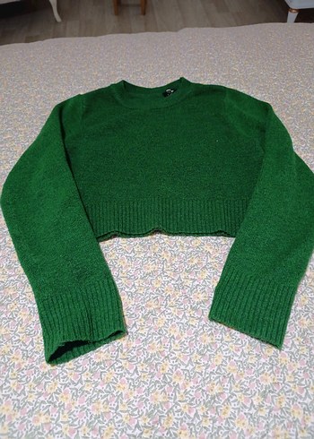 Yeşil Kadın Triko Bisiklet Yaka Kazak - Görsel 2