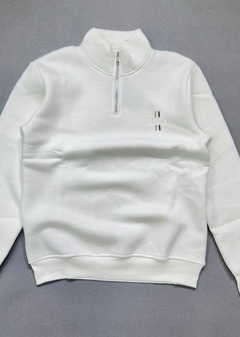 Beyaz BOSS Fermuarlı Erkek Sweatshirt - Görsel 2