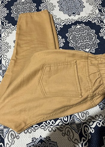 Kadın bej Keten Bol Kesim Kemerli Pantolon - Görsel 2