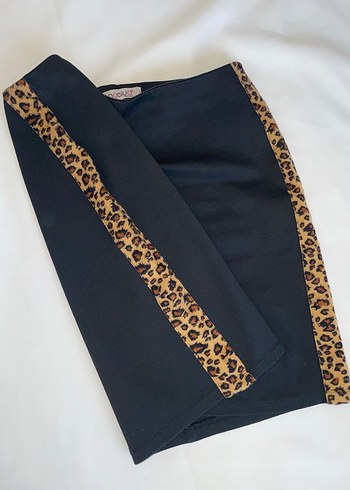 Leopar Desenli Siyah Uzun Kalem Etek