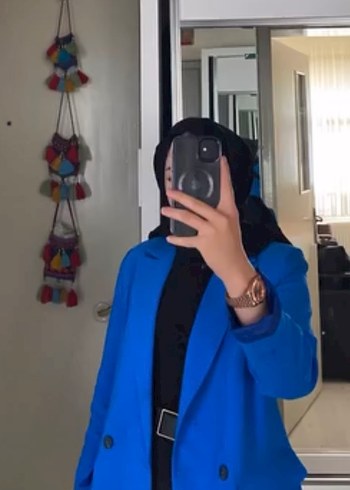 Zara Canli Mavi Oversize Blazer Ceket