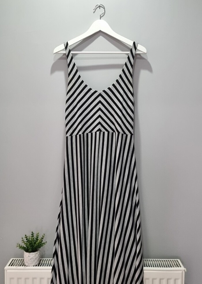 Gri siyah maxi elbise - Görsel 2